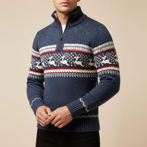 Pullover Herren Gestrickt mit Reißverschluss | Für Winter und Festtage - Alverno