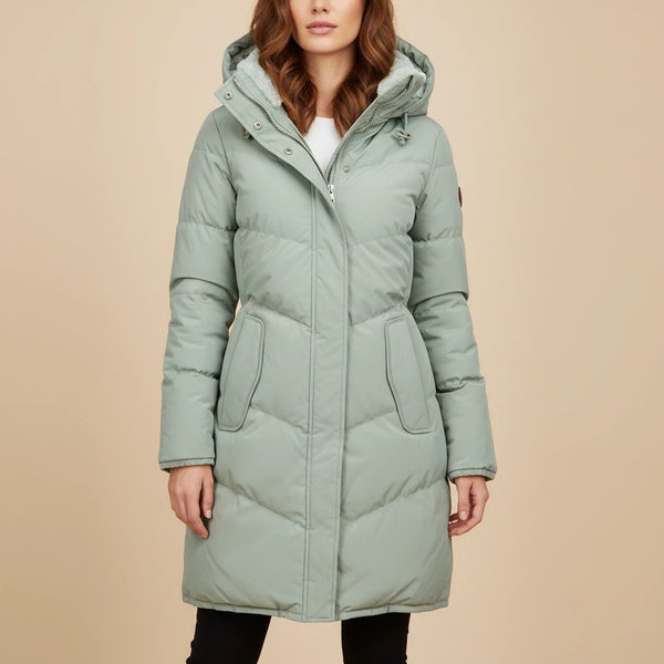 Steppmantel Damen Lang Gefüttert mit Kapuze | Für Kalte Tage - Alverno