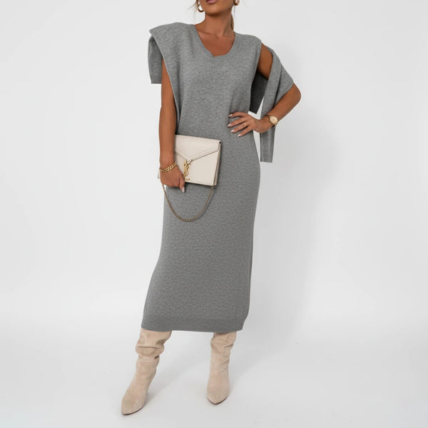 Strickkleid Damen Lang mit Rollkragen | Für Alltag und Büro - Alverno