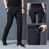 Herren Stoffhose Polyester Straight Leg - Business Freizeithose Kordelzug Bügelfreie Sport-Hose
