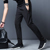 Herren Stoffhose Polyester Straight Leg - Business Freizeithose Kordelzug Bügelfreie Sport-Hose