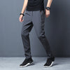 Herren Stoffhose Polyester Straight Leg - Business Freizeithose Kordelzug Bügelfreie Sport-Hose