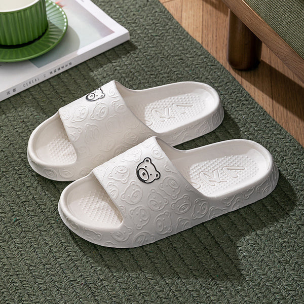 Unisex Hausschuhe Ultra-Soft - Badeschlappen Pantoletten Rutschfest Bärenmotiv Dicke Sohle