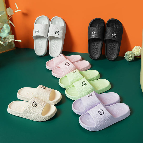 Unisex Hausschuhe Ultra-Soft - Badeschlappen Pantoletten Rutschfest Bärenmotiv Dicke Sohle