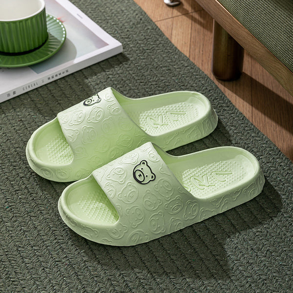 Unisex Hausschuhe Ultra-Soft - Badeschlappen Pantoletten Rutschfest Bärenmotiv Dicke Sohle