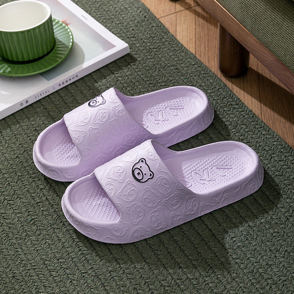 Unisex Hausschuhe Ultra-Soft - Badeschlappen Pantoletten Rutschfest Bärenmotiv Dicke Sohle