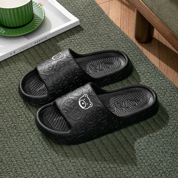 Unisex Hausschuhe Ultra-Soft - Badeschlappen Pantoletten Rutschfest Bärenmotiv Dicke Sohle