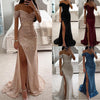 Damen Paillettenkleid One-Shoulder mit Schlitz - Elegantes Abendkleid Partykleid Cocktailkleid - Alverno