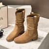 Damen Western-Stiefel mit Blockabsatz - Kniehoch Stiefeletten im angesagten Cowboy-Style - Alverno