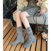 Damen Western-Stiefel mit Blockabsatz - Kniehoch Stiefeletten im angesagten Cowboy-Style - Alverno