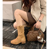 Damen Western-Stiefel mit Blockabsatz - Kniehoch Stiefeletten im angesagten Cowboy-Style - Alverno