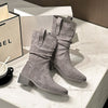 Damen Western-Stiefel mit Blockabsatz - Kniehoch Stiefeletten im angesagten Cowboy-Style - Alverno