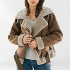 Bomberjacke Damen Kurz Sherpa mit Gerippten Bündchen | Für Alltag und Freizeit - Alverno