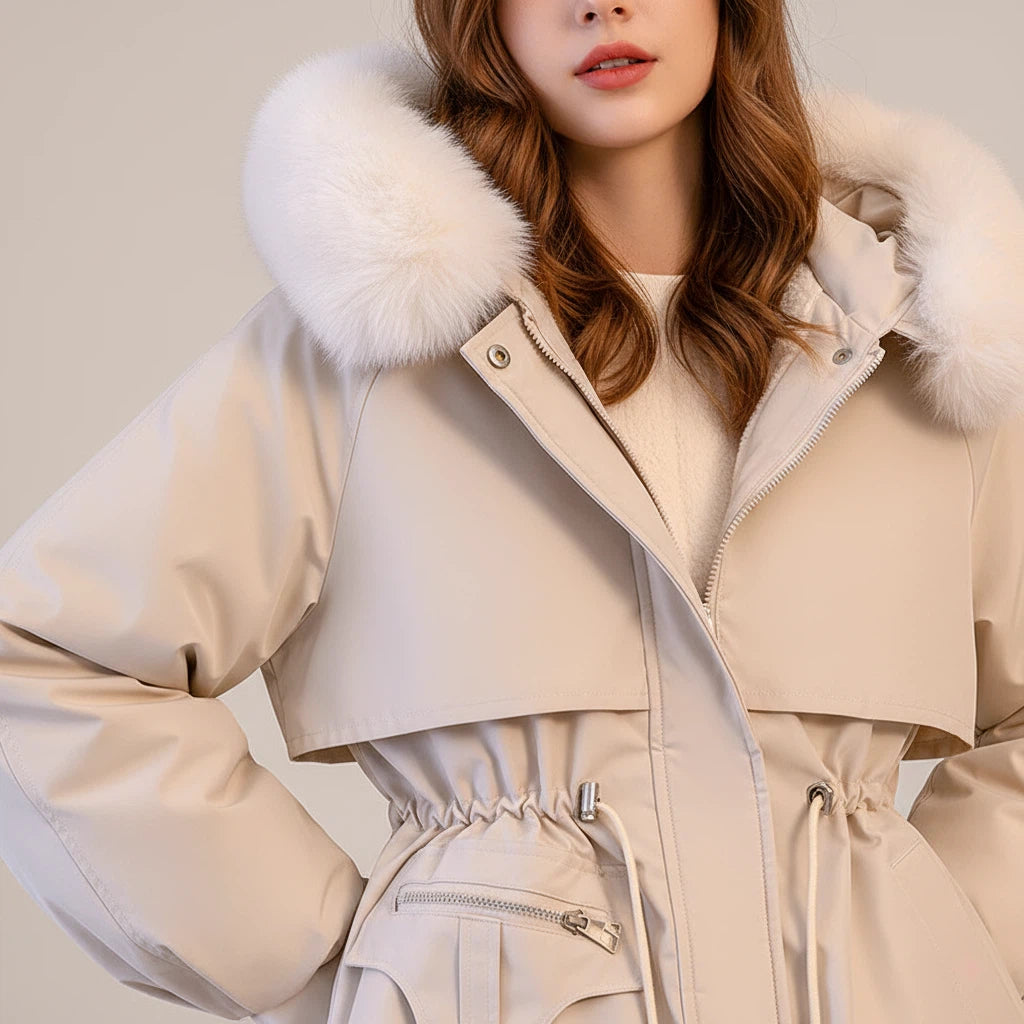 Daunenjacke Damen Lang mit Abnehmbarem Kragen | Für Kalte Tage - Alverno