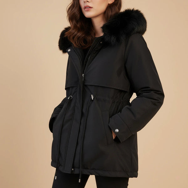 Daunenjacke Damen Lang mit Abnehmbarem Kragen | Für Kalte Tage - Alverno