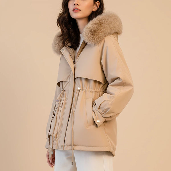 Daunenjacke Damen Lang mit Abnehmbarem Kragen | Für Kalte Tage - Alverno