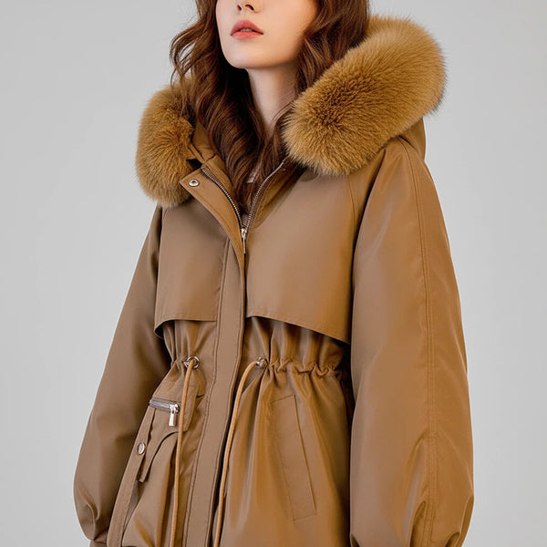 Daunenjacke Damen Lang mit Abnehmbarem Kragen | Für Kalte Tage - Alverno