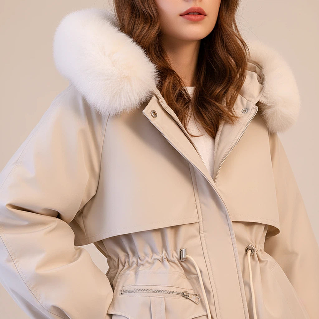 Daunenjacke Damen Lang mit Abnehmbarem Kragen | Für Kalte Tage - Alverno