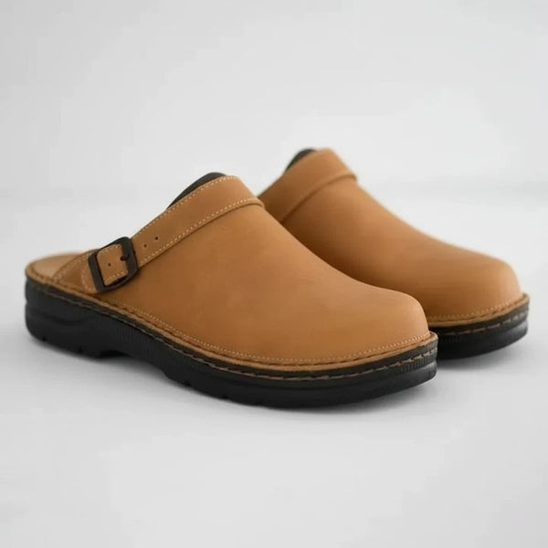 Leder Hausschuhe Herren Ergonomisch mit Riemen | Für Zuhause und Alltag - Alverno