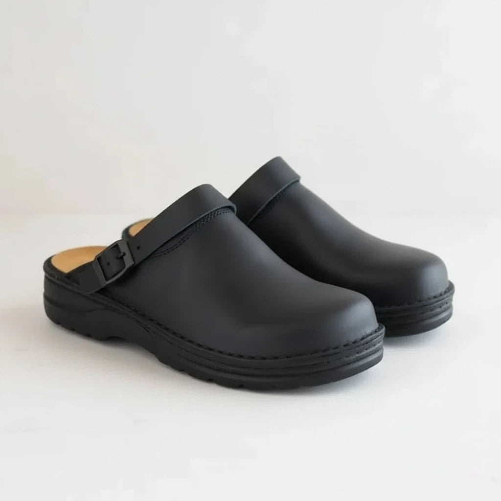 Leder Hausschuhe Herren Ergonomisch mit Riemen | Für Zuhause und Alltag - Alverno