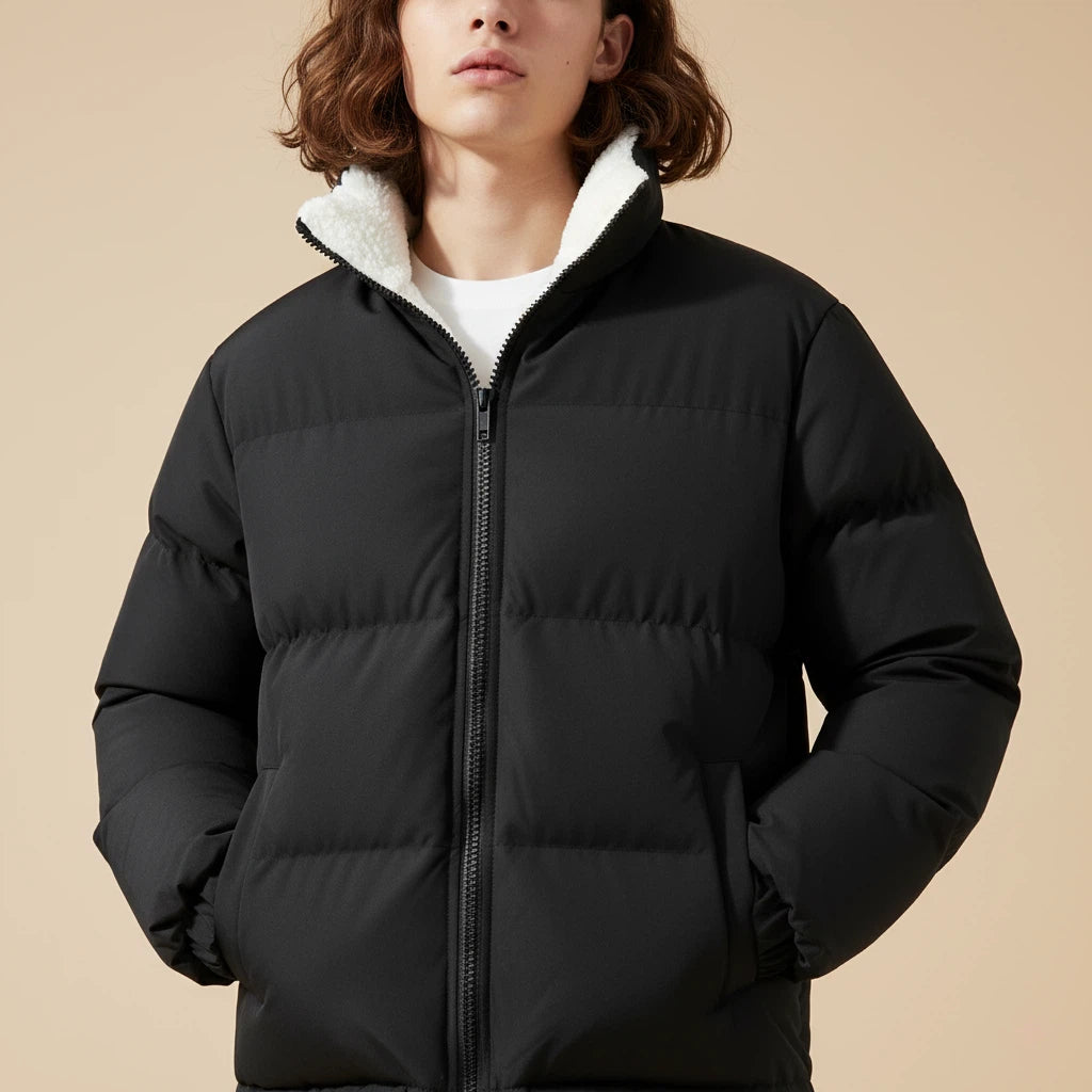 Pufferjacke Herren Wattiert Hoher Kragen | Für Kalte Tage - Alverno