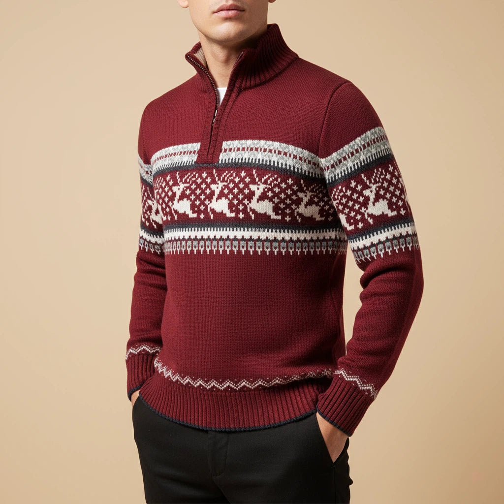 Pullover Herren Gestrickt mit Reißverschluss | Für Winter und Festtage - Alverno