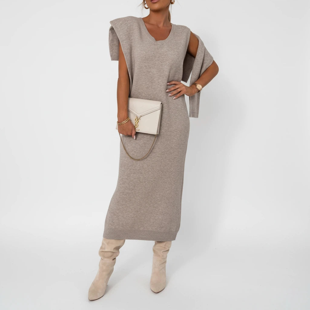 Strickkleid Damen Lang mit Rollkragen | Für Alltag und Büro - Alverno