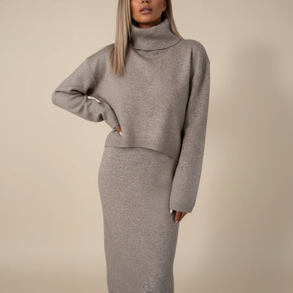 Strickkleid Damen Lang mit Rollkragen | Für Alltag und Büro - Alverno