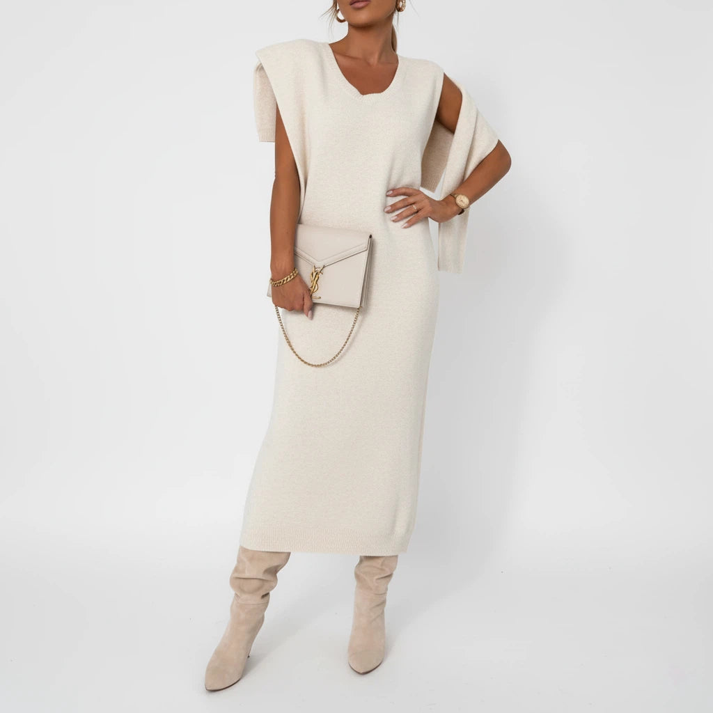 Strickkleid Damen Lang mit Rollkragen | Für Alltag und Büro - Alverno