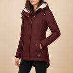 Wasserdichte Winterjacke Damen Gefüttert Lang mit Kapuze | Für Kalte Tage - Alverno