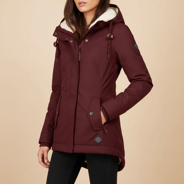 Wasserdichte Winterjacke Damen Gefüttert Lang mit Kapuze | Für Kalte Tage - Alverno