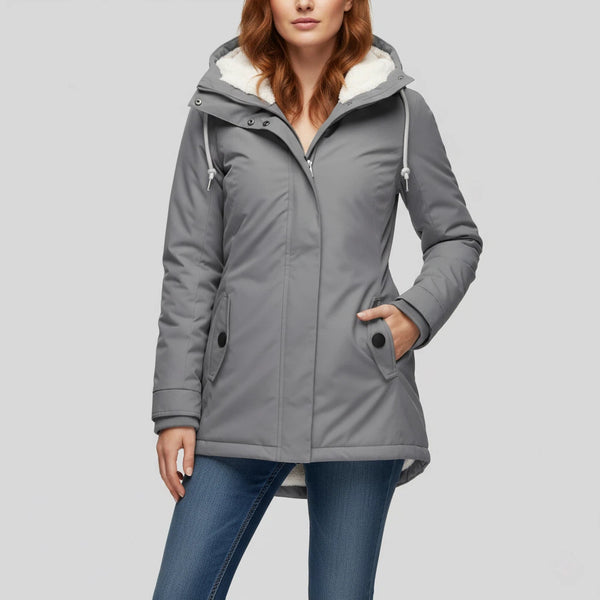 Wasserdichte Winterjacke Damen Gefüttert Lang mit Kapuze | Für Kalte Tage - Alverno