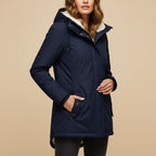 Wasserdichte Winterjacke Damen Gefüttert Lang mit Kapuze | Für Kalte Tage - Alverno