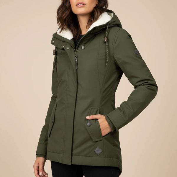 Wasserdichte Winterjacke Damen Gefüttert Lang mit Kapuze | Für Kalte Tage - Alverno