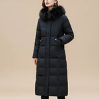 Wintermantel Damen Knielang mit Kapuze und Kunstpelz | Alltag - Alverno