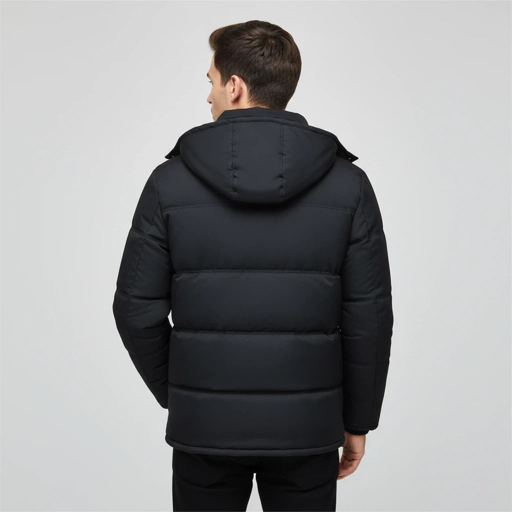 Wintermantel Herren Gefüttert Schwarz | Für Kalte Tage - Alverno