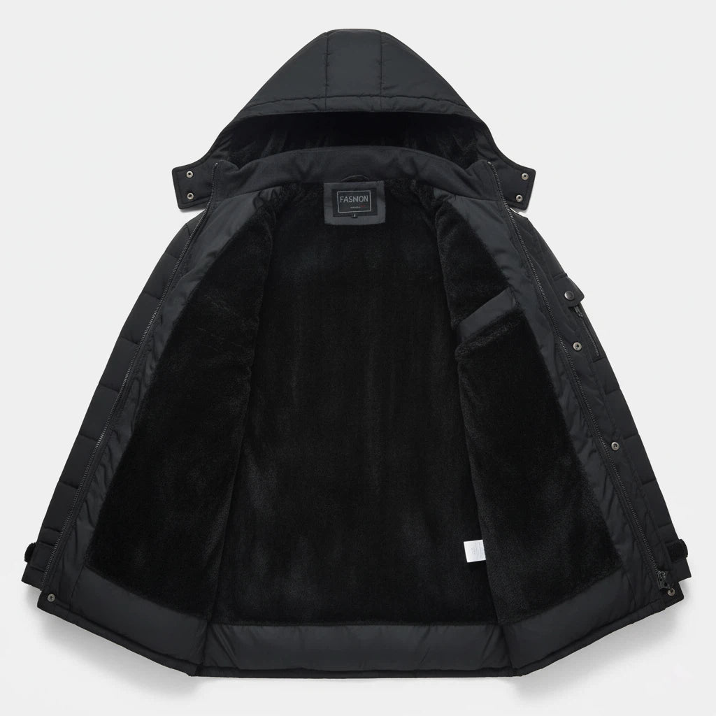 Wintermantel Herren Gefüttert Schwarz | Für Kalte Tage - Alverno