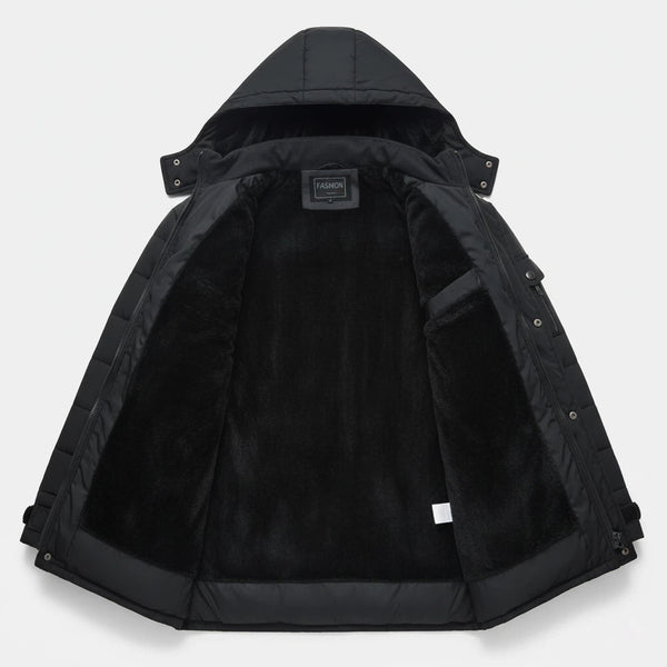 Wintermantel Herren Gefüttert Schwarz | Für Kalte Tage - Alverno