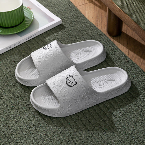 Unisex Hausschuhe Ultra-Soft - Badeschlappen Pantoletten Rutschfest Bärenmotiv Dicke Sohle