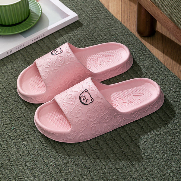 Unisex Hausschuhe Ultra-Soft - Badeschlappen Pantoletten Rutschfest Bärenmotiv Dicke Sohle